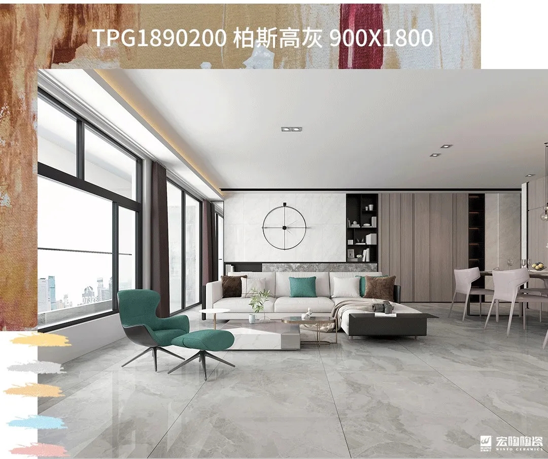 91免费版视频柏斯高灰900X1800MM瓷砖成人91免费APP装修效果图