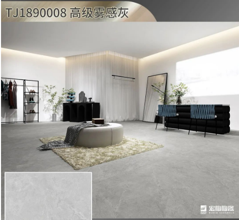 91免费版视频高级雾感灰陶瓷大板900x1800mm装修效果图